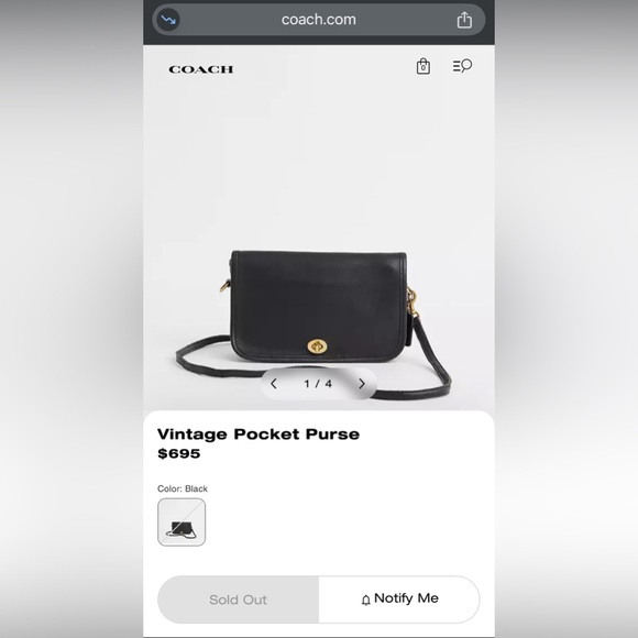 Vintage Coach Black Pocket Purse - Picture 2 of 8